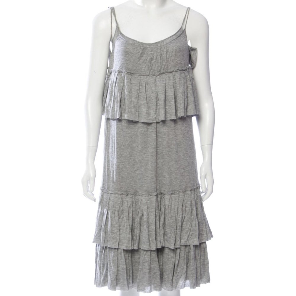 PORTS 1961 Scoop Neck Grey Sleeveless Midi Dress